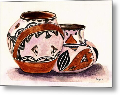 Pottery Metal Print featuring the painting Native American Pottery by Paula Ayers
