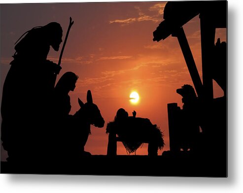 Animal Metal Print featuring the photograph Nativity (photographed Silhouette) by Liliboas