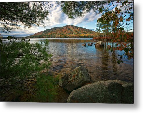 #moosepond#shawnee#pleasantmountain#maine#fall#landscape#nature Metal Print featuring the photograph Nature's Fall Window by Darylann Leonard Photography