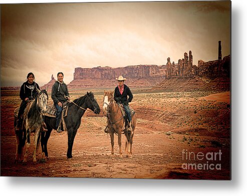 Red Soil Metal Print featuring the photograph Navajo Riders by Jim Garrison