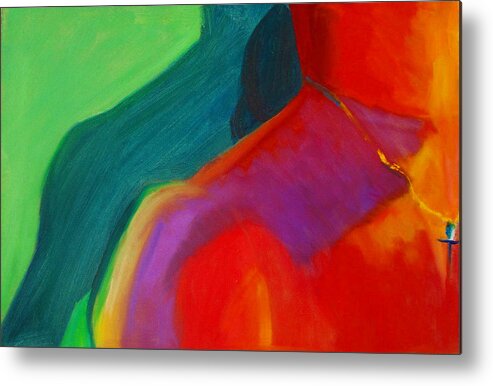 Neckline In Light Metal Print featuring the painting Neckline in Light by Susan Duda
