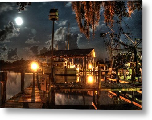 Alabama Metal Print featuring the digital art Nelson's Marina with Super Moon by Michael Thomas
