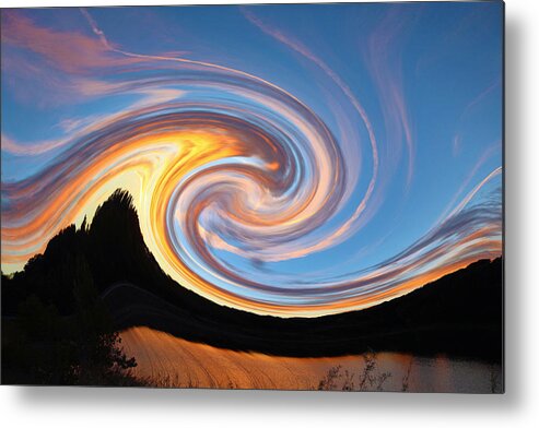 Abstract Nature Art Metal Print featuring the photograph Neon Sunset Wave by Lorna Rose Marie Mills DBA Lorna Rogers Photography