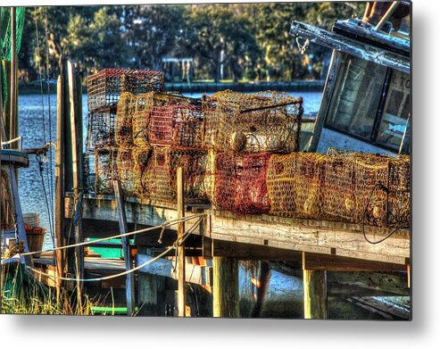 Alabama Metal Print featuring the digital art Nets on the dock by Michael Thomas