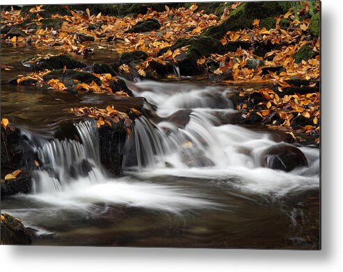 Vermont Metal Print featuring the photograph New England Fall Foliage and Waterfall Cascades by Juergen Roth