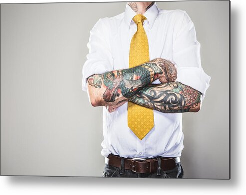 Expertise Metal Print featuring the photograph New Professional with Tattoos by RyanJLane