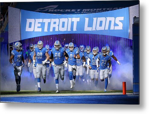 People Metal Print featuring the photograph New York Jets v Detroit Lions by Leon Halip