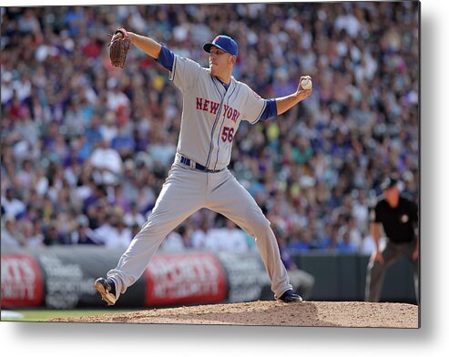 Relief Pitcher Metal Print featuring the photograph New York Mets V Colorado Rockies by Doug Pensinger