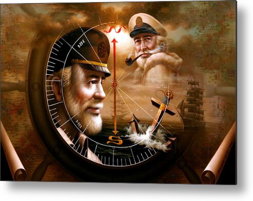 Sea Captain Metal Print featuring the painting Imperishable TWO Map Captain 3 by Yoo Choong Yeul