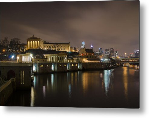 Night Metal Print featuring the photograph Night at Fairmount Waterworks and the Philadelphia Art Museum by Bill Cannon