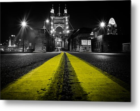 Roebling Metal Print featuring the photograph Night Bridge by Keith Allen