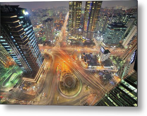 Seoul Metal Print featuring the photograph Night View Of Gongdeok, Mapo-gu, Seoul by Tokism