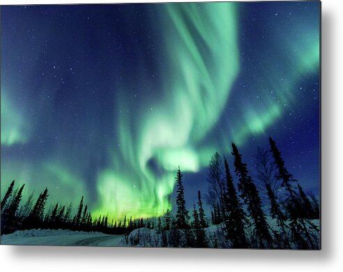 Scenics Metal Print featuring the photograph Northern Lights Close To Yellowknife In by Vincent Demers Photography