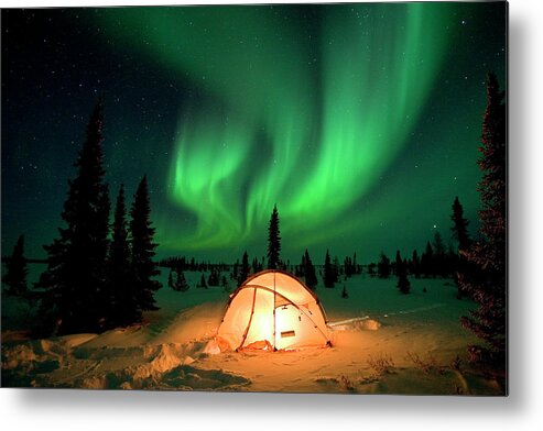 00600969 Metal Print featuring the photograph Northern Lights Over Tent by Matthias Breiter