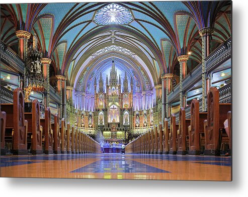 Gothic Style Metal Print featuring the photograph Notre Dame Basilica - Montreal by S. Greg Panosian