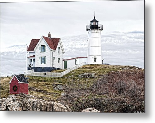 Christmas Metal Print featuring the photograph Nubble Light by Richard Bean