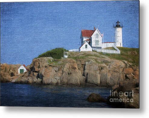 Nubble Metal Print featuring the digital art Nubble Lighthouse by Jayne Carney
