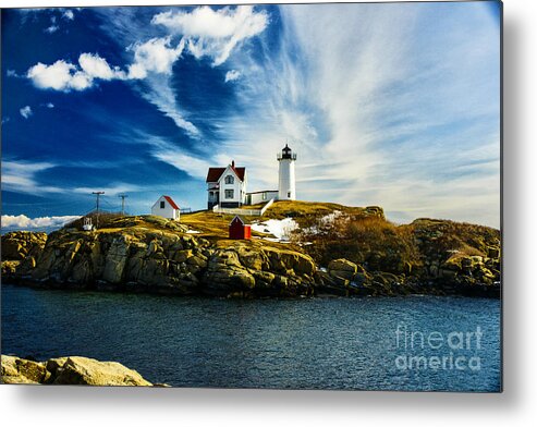 Nubble Light House Maine Morning Views Winter Metal Print featuring the photograph Nubble Morning by Rick Bragan