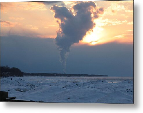 Perry Nuclear Power Plant Metal Print featuring the photograph Perry Nuclear Plant at dusk by Valerie Collins