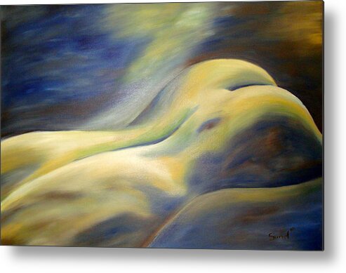 Nude Metal Print featuring the painting Nude in the water by Sunel De Lange