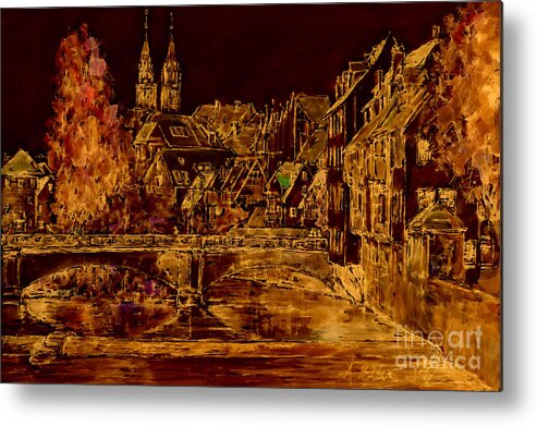 Magic Painting Metal Print featuring the painting Nuremberg magic night series by Almo M