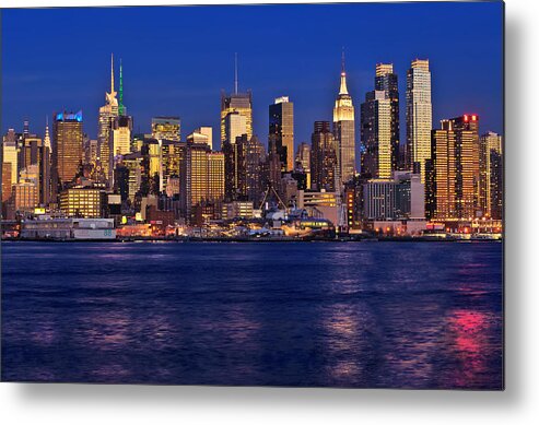 Best New York Skyline Photos Metal Print featuring the photograph NYC City Skyline Across the Hudson by Mitchell R Grosky