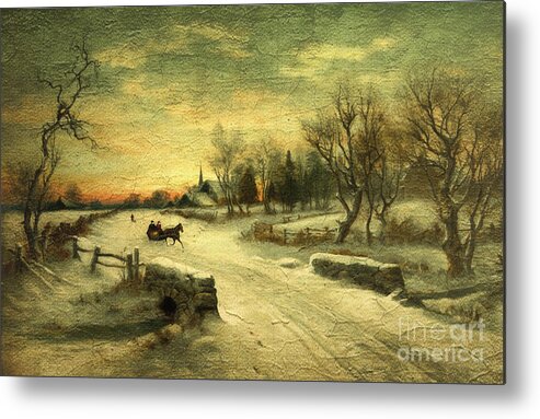  Metal Print featuring the digital art Off to Grandmas - Christmas Morning by Lianne Schneider