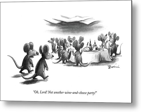 Animals Metal Print featuring the drawing Oh, Lord! Not Another Wine-and-cheese Party! by Eldon Dedini