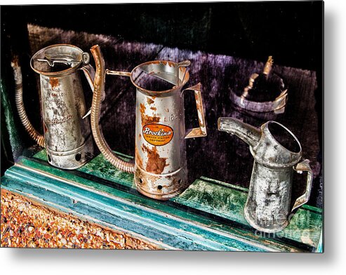 Oil Cans Metal Print featuring the photograph Oil Cans 3 by Jim McCain