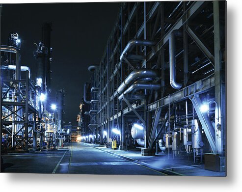 Natural Gas Metal Print featuring the photograph Oil Refinery, Chemical & Petrochemical by Zorazhuang