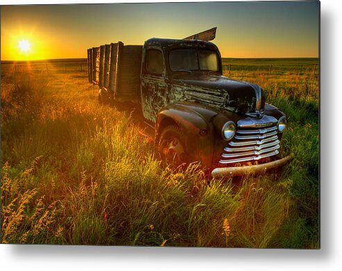 Light Metal Print featuring the photograph Old Abandoned Farm Truck by Gemstone Images