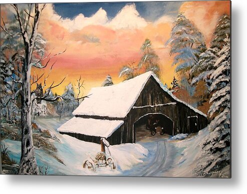 Homestead Metal Print featuring the painting Old Barn Guardian by Sharon Duguay