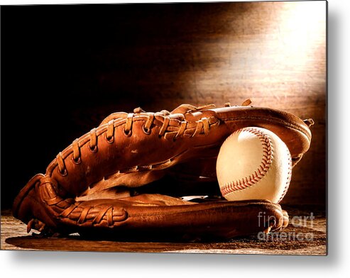 Baseball Metal Print featuring the photograph Old Baseball Glove by Olivier Le Queinec