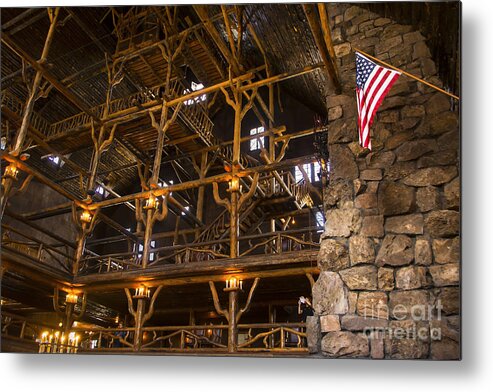 Bob And Nancy Kendrick Metal Print featuring the photograph Old Faithful Inn by Bob and Nancy Kendrick