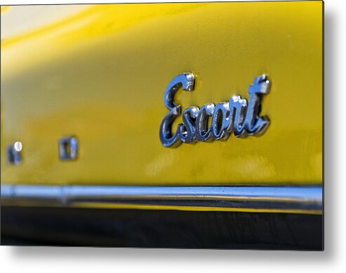 American Metal Print featuring the photograph Old Ford Escort Symbol by Paulo Goncalves