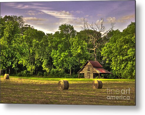Reid Callaway Old Barn Metal Print featuring the photograph Old Friends The Barn and Oak Tree by Reid Callaway