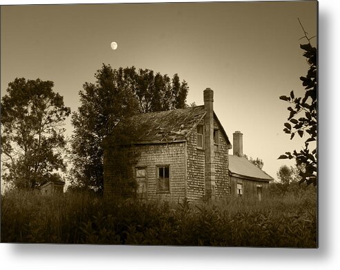 Moon Metal Print featuring the photograph Old House in Moonlight by Daniel Martin