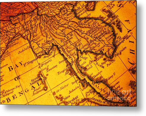 Asia Metal Print featuring the photograph Old Map Thailand Siam Malaya Asia Burma Thailand Cambodia Laos by Colin and Linda McKie
