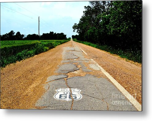 Route 66 Metal Print featuring the photograph Oldest Stretch of Route 66 by Cat Rondeau