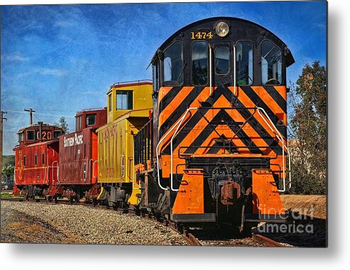Train Metal Print featuring the photograph On The Tracks by Peggy Hughes
