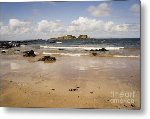 Fidra Lighthouse And Seashore Metal Print featuring the photograph Only clouds from skies by Elena Perelman