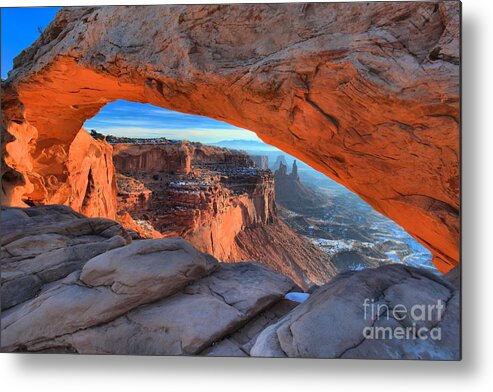 Mesa Arch Sunrise Metal Print featuring the photograph Orange Pastel Glow by Adam Jewell