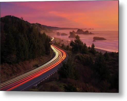 Curve Metal Print featuring the photograph Oregon Coast by Piriya Photography