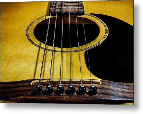 Guitar Metal Print featuring the pyrography Organizer of Sound by Rick Bartrand