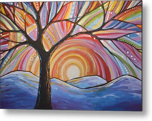 Nature Metal Print featuring the painting Original Abstract Tree Landscape Painting ... Mountain Majesty by Amy Giacomelli