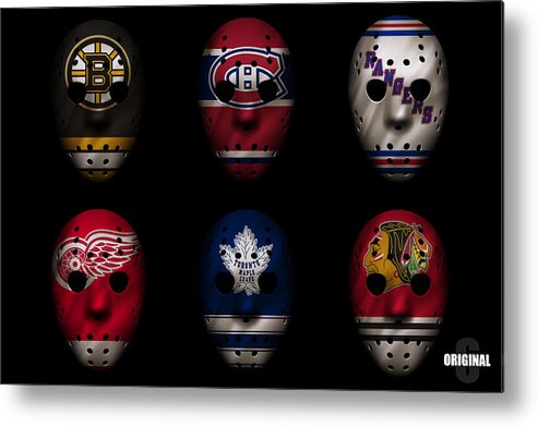 Detroit Red Wings Metal Print featuring the photograph Original Six Jersey Mask by Joe Hamilton