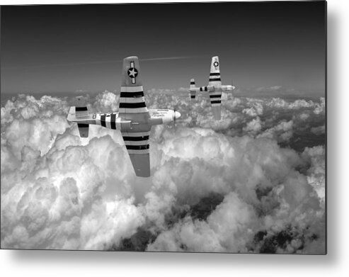 Mustang Metal Print featuring the photograph P-51 Mustangs black and white version by Gary Eason