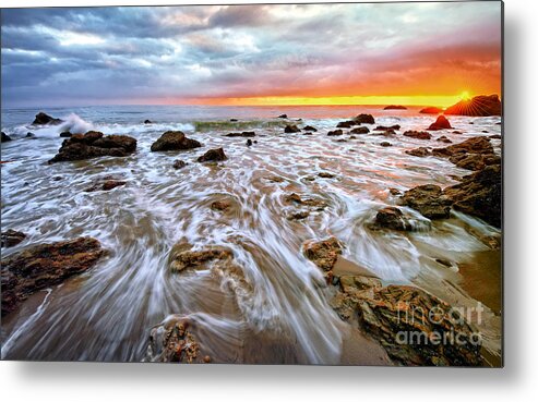 Sunset Metal Print featuring the photograph Pacific Surf and Sunset by Charline Xia