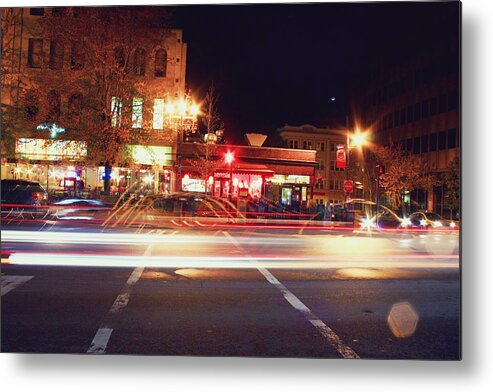 Wall Decor Metal Print featuring the photograph Pack Square Asheville Night Scene by Gray Artus