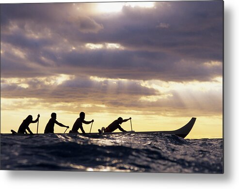 Adrenaline Metal Print featuring the photograph Paddlers Silhouetted by Vince Cavataio - Printscapes